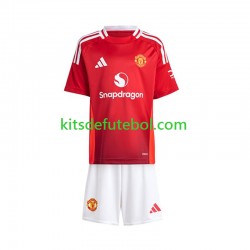 Camisola Manchester United Vermelho Criança Equipamento principal 2024-2025 Mangas Curtas