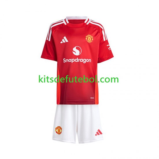 Camisola Manchester United Vermelho Criança Equipamento principal 2024-2025 Mangas Curtas
