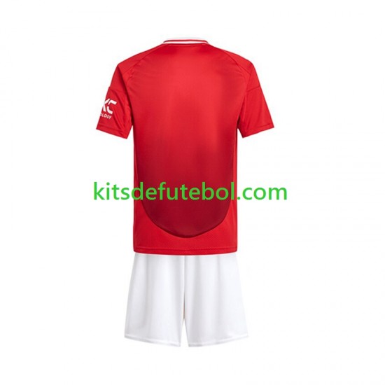 Camisola Manchester United Vermelho Criança Equipamento principal 2024-2025 Mangas Curtas