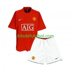 Camisola Retrô Manchester United Criança Equipamento principal 2007 Mangas Curtas