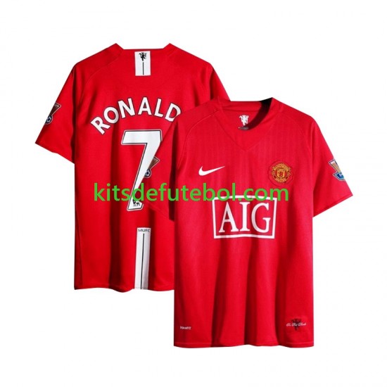 Camisola Retrô Manchester United Cristiano Ronaldo 7 Champion League Homem Equipamento principal 2007 Mangas Curtas