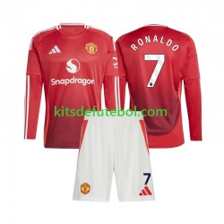 Camisola Manchester United Cristiano Ronaldo 7 Criança Equipamento principal 2024-2025 Mangas Compridas