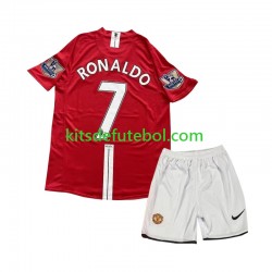 Camisola Retrô Manchester United Cristiano Ronaldo 7 Criança Equipamento principal 2007 Mangas Curtas