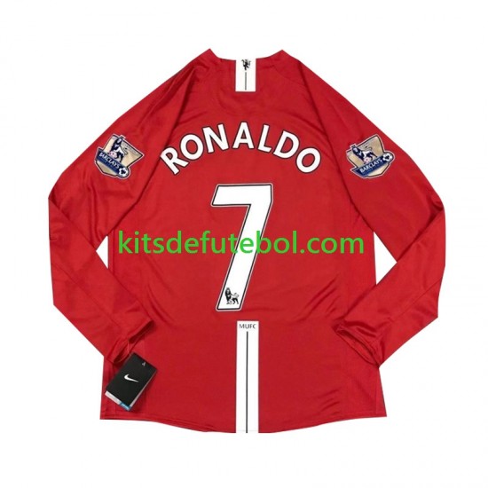 Camisola Retrô Manchester United Cristiano Ronaldo 7 Homem Equipamento principal 2007 Mangas Compridas