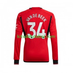Camisola Manchester United Donny van de Beek 34 Homem Equipamento principal 2023-2024 Mangas Compridas
