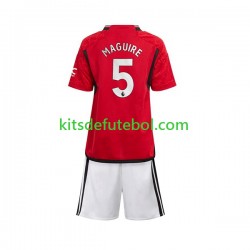 Camisola Manchester United Harry Maguire 5 Criança Equipamento principal 2023-2024 Mangas Curtas