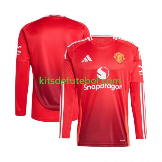 Camisola Manchester United Vermelho Homem Equipamento principal 2024-2025 Mangas Compridas