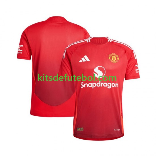 Camisola Manchester United Vermelho Homem Equipamento principal 2024-2025 Mangas Curtas