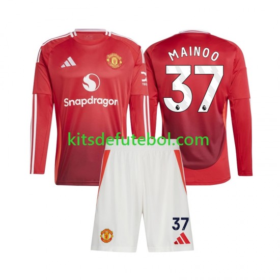 Camisola Manchester United Kobbie Mainoo 37 Criança Equipamento principal 2024-2025 Mangas Compridas