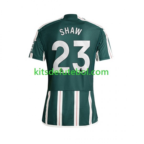 Camisola Manchester United Luke Shaw 23 Homem Equipamento alternativo 2023-2024 Mangas Curtas
