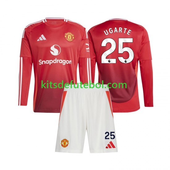 Camisola Manchester United Manuel Ugarte 25 Criança Equipamento principal 2024-2025 Mangas Compridas