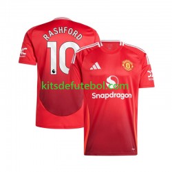Camisola Manchester United Vermelho Marcus Rashford 10 Homem Equipamento principal 2024-2025 Mangas Curtas