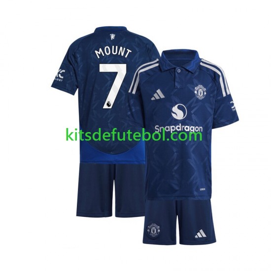 Camisola Manchester United Vermelho Mason Mount 7 Criança Equipamento alternativo 2024-2025 Mangas Curtas