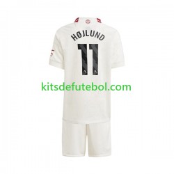 Camisola Manchester United Rasmus Hojlund 11 Criança Terceiro equipamento 2023-2024 Mangas Curtas