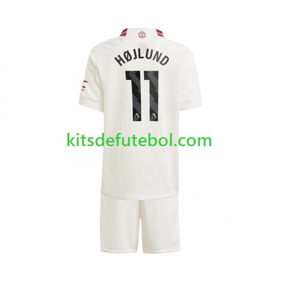 Camisola Manchester United Rasmus Hojlund 11 Criança Terceiro equipamento 2023-2024 Mangas Curtas