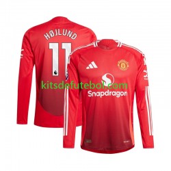Camisola Manchester United Rasmus Hojlund 11 Homem Equipamento principal 2024-2025 Mangas Compridas