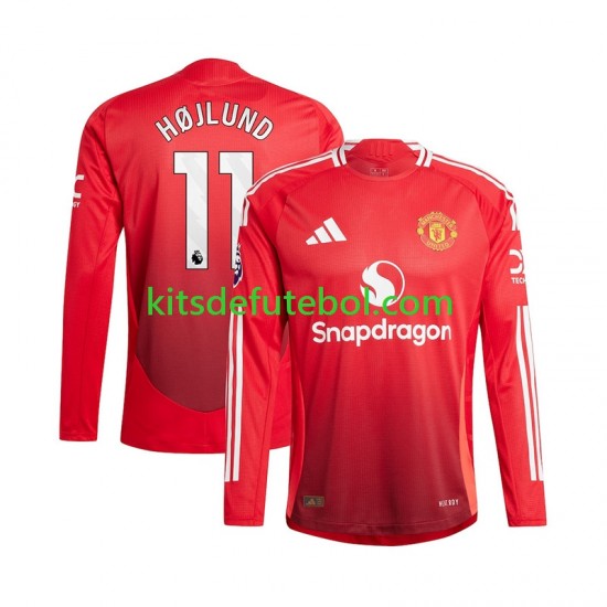Camisola Manchester United Rasmus Hojlund 11 Homem Equipamento principal 2024-2025 Mangas Compridas