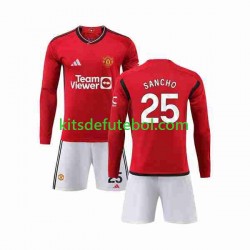 Camisola Manchester United Sancho 25 Criança Equipamento principal 2023-2024 Mangas Compridas