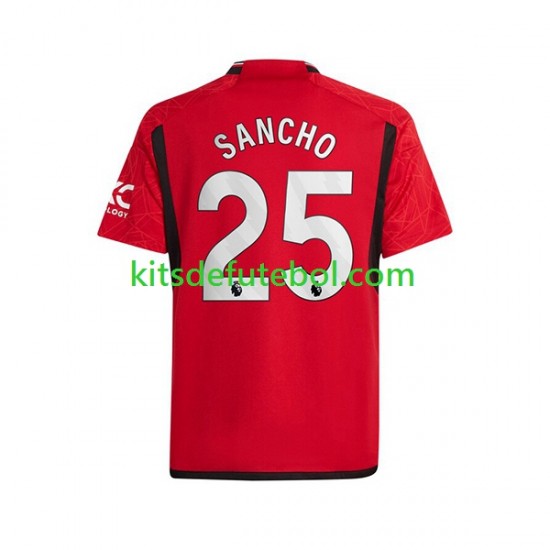 Camisola Manchester United Sancho 25 Homem Equipamento principal 2023-2024 Mangas Curtas
