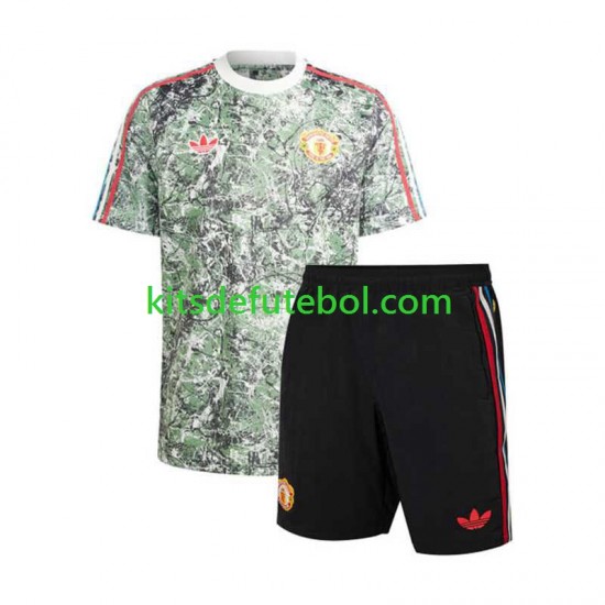 Camisola Manchester United Stone Roses Criança Equipamento principal 2023-2024 Mangas Curtas