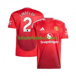 Camisola Manchester United Vermelho Victor Lindelof 2 Homem Equipamento principal 2024-2025 Mangas Curtas