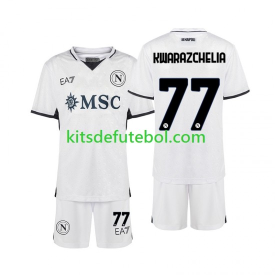 Camisola Napoli Khvicha Kvaratskhelia 77 Criança Equipamento alternativo 2024-2025 Mangas Curtas