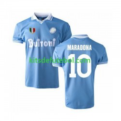 Camisola Retrô Napoli MARADONA 10 Homem Equipamento principal 1986 Mangas Curtas