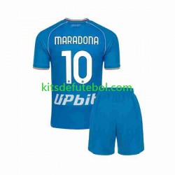 Camisola Napoli Maradona 10 Criança Equipamento principal 2023-2024 Mangas Curtas