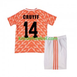 Camisola Retrô Seleção da Neerlandesa Cruyff 14 Criança Equipamento principal 1988 Mangas Curtas
