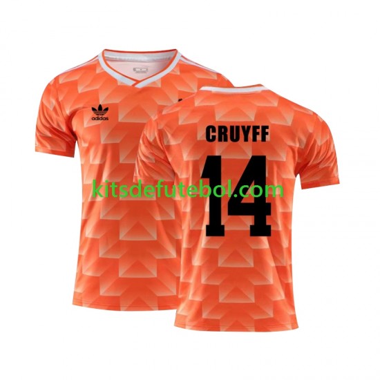 Camisola Retrô Seleção da Neerlandesa Cruyff 14 Homem Equipamento principal 1988 Mangas Curtas