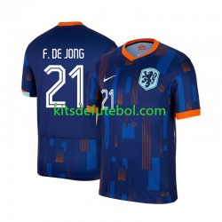 Camisola Seleção da Neerlandesa Frenkie de Jong 21 Homem Equipamento alternativo Europeu 2024 Mangas Curtas