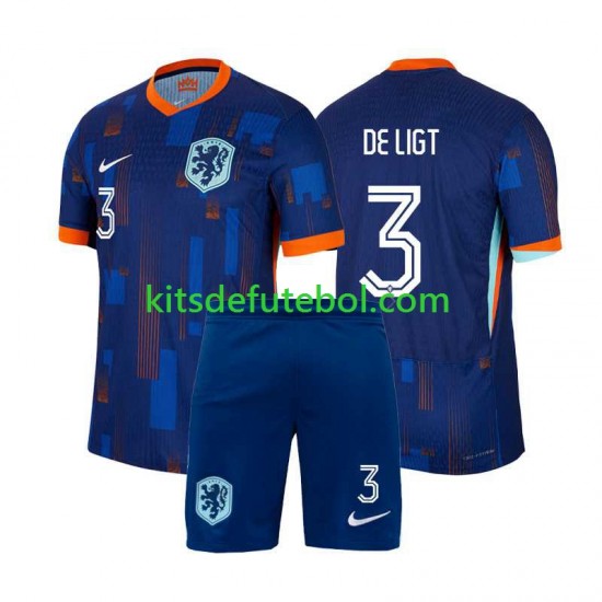 Camisola Seleção da Neerlandesa Matthijs de Ligt 3 Criança Equipamento alternativo Europeu 2024 Mangas Curtas