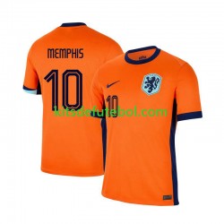 Camisola Seleção da Neerlandesa Memphis Depay 10 Homem Equipamento principal Europeu 2024 Mangas Curtas