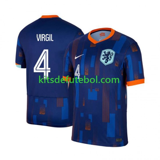 Camisola Seleção da Neerlandesa Virgil van Dijk 4 Homem Equipamento alternativo Europeu 2024 Mangas Curtas