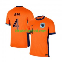 Camisola Seleção da Neerlandesa Virgil van Dijk 4 Homem Equipamento principal Europeu 2024 Mangas Curtas