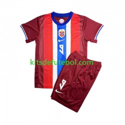 Camisola Seleção da Norueguesa Vermelho Erling Haaland 9 Criança Equipamento principal 2024 Mangas Curtas