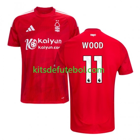 Camisola Nottingham Forest Chris Wood 11 Homem Equipamento principal 2024-2025 Mangas Curtas