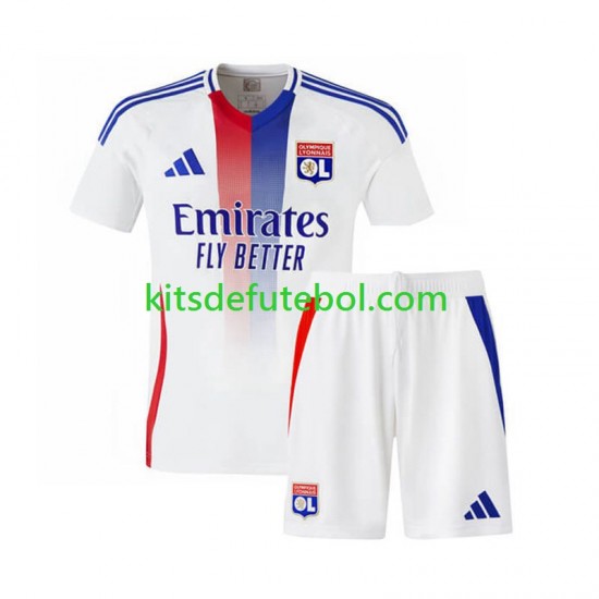 Camisola Olympique Lyonnais Criança Equipamento principal 2024-2025 Mangas Curtas