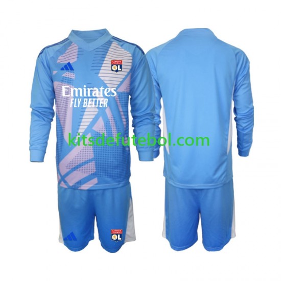 Camisola de Guarda-redes Olympique Lyonnais Azul Criança Terceiro equipamento 2024-2025 Mangas Compridas