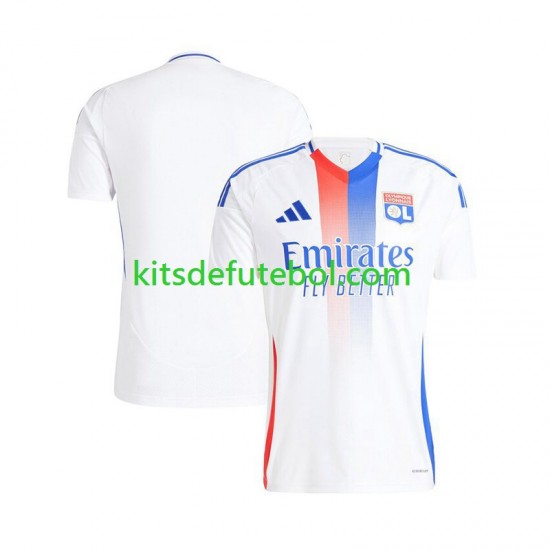 Camisola Olympique Lyonnais Branco Homem Equipamento principal 2024-2025 Mangas Curtas