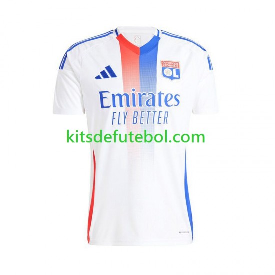 Camisola Olympique Lyonnais Branco Homem Equipamento principal 2024-2025 Mangas Curtas