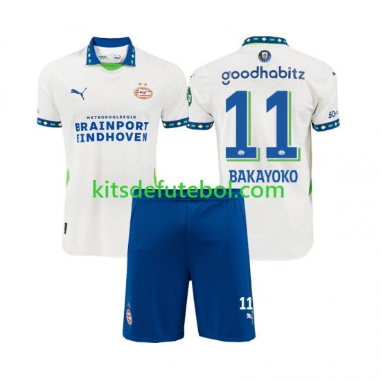 Camisola PSV Eindhoven Johan Bakayoko 11 Criança Terceiro equipamento 2024-2025 Mangas Curtas