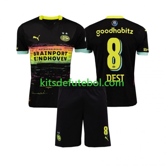 Camisola PSV Eindhoven Sergino Dest 8 Criança Equipamento alternativo 2024-2025 Mangas Curtas