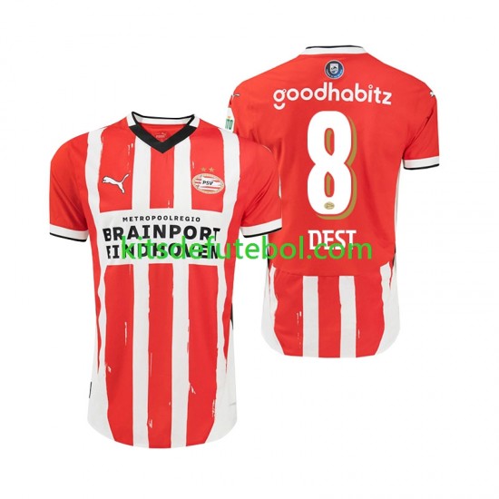 Camisola PSV Eindhoven Sergino Dest 8 Homem Equipamento principal 2024-2025 Mangas Curtas