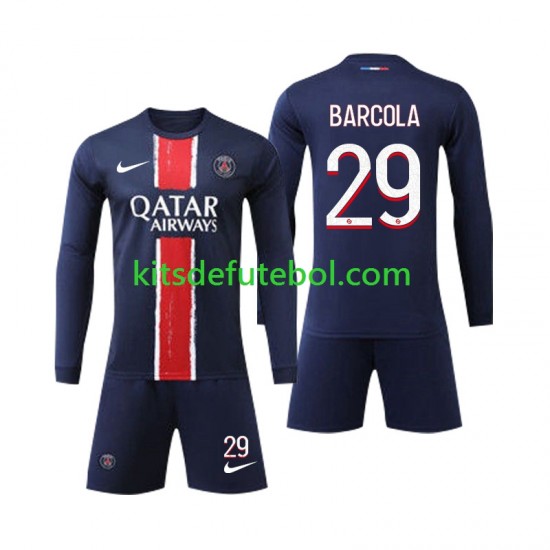 Camisola Paris Saint-Germain Bradley Barcola 29 Criança Equipamento principal 2024-2025 Mangas Compridas