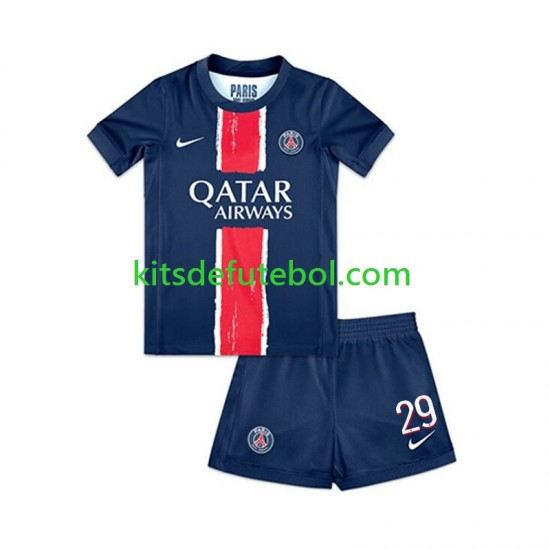 Camisola Paris Saint-Germain Bradley Barcola 29 Criança Equipamento principal 2024-2025 Mangas Curtas