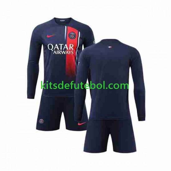 Camisola Paris Saint-Germain Criança Equipamento principal 2023-2024 Mangas Compridas