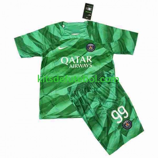 Camisola de Guarda-redes Paris Saint-Germain Donnarumma 99 Criança Equipamento principal 2023-2024 Mangas Curtas