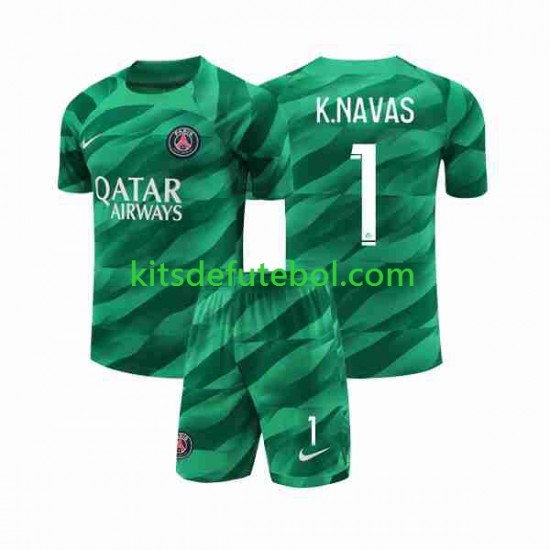 Camisola de Guarda-redes Paris Saint-Germain K.NAVAS 1 Criança Equipamento principal 2023-2024 Mangas Curtas