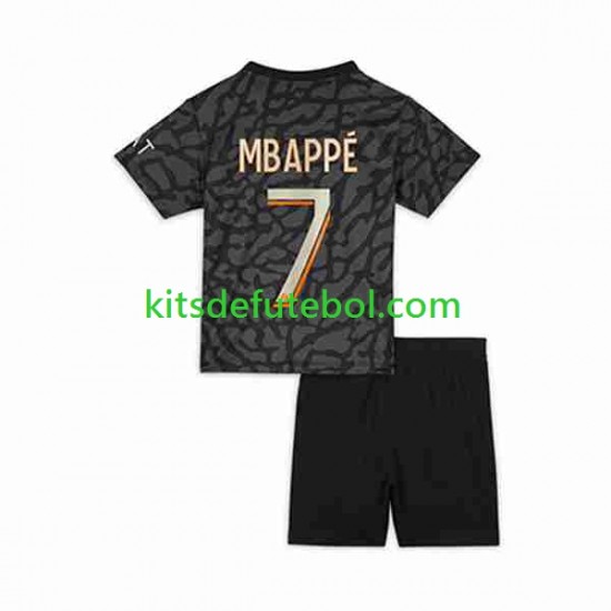 Camisola Paris Saint-Germain Kylian Mbappe 7 Criança Terceiro equipamento 2023-2024 Mangas Curtas
